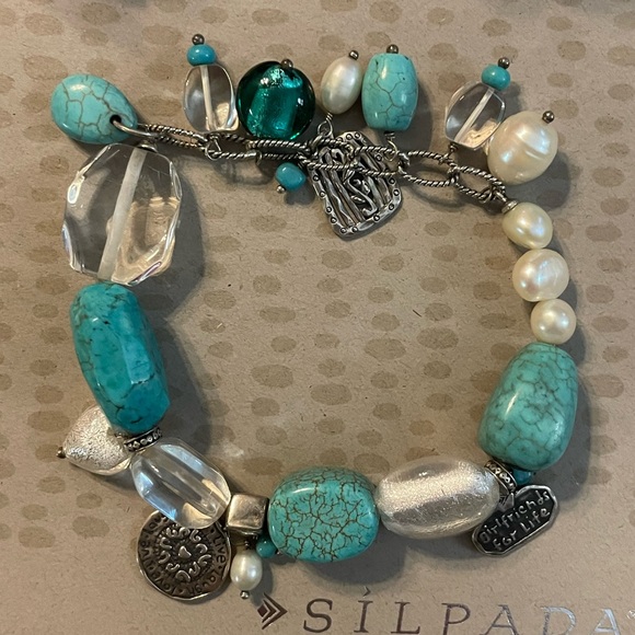 Silpada Turquoise Charm Girlfriends’ 2011 conference Stretch Bracelet - Picture 2 of 16
